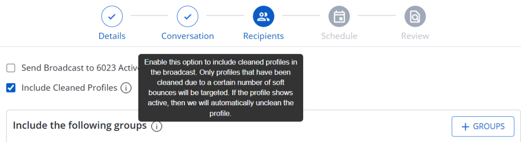 cleaned profile checkbox